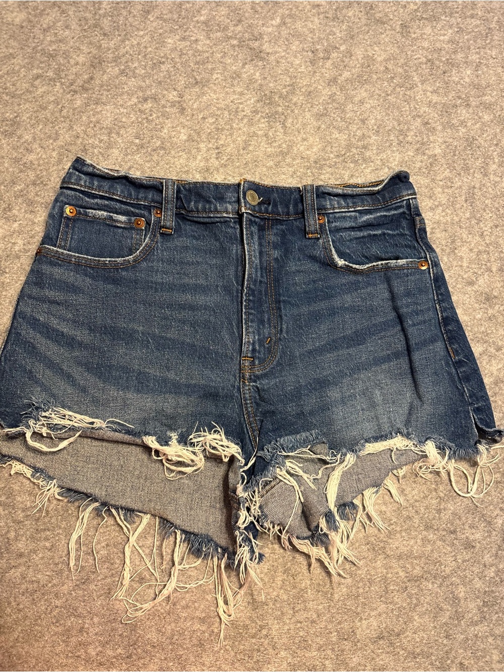 Abercrombie & Fitch Distressed Dark Blue Denim Cutoff Shorts